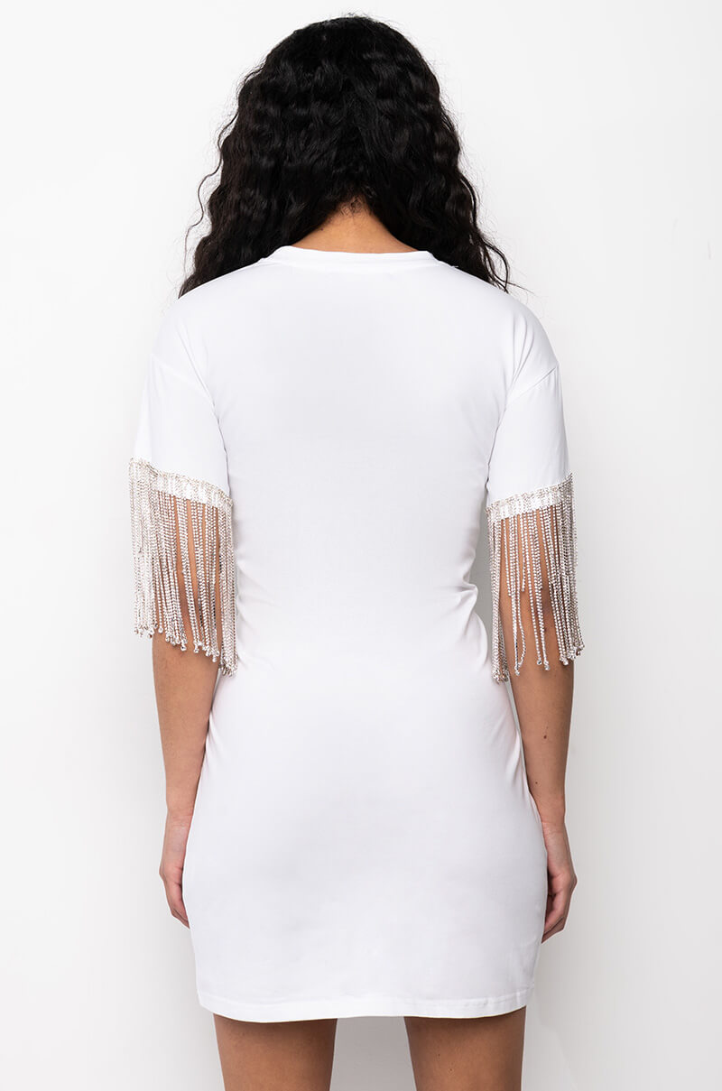 KISS THE RING FRINGE T-SHIRT DRESS