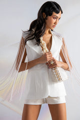 LA MODA PEARL SHOULDER PAD BLAZER