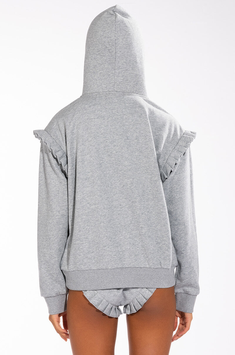 LAZY DAYZ RUFFLE DETAIL OVERSIZED HOODIE