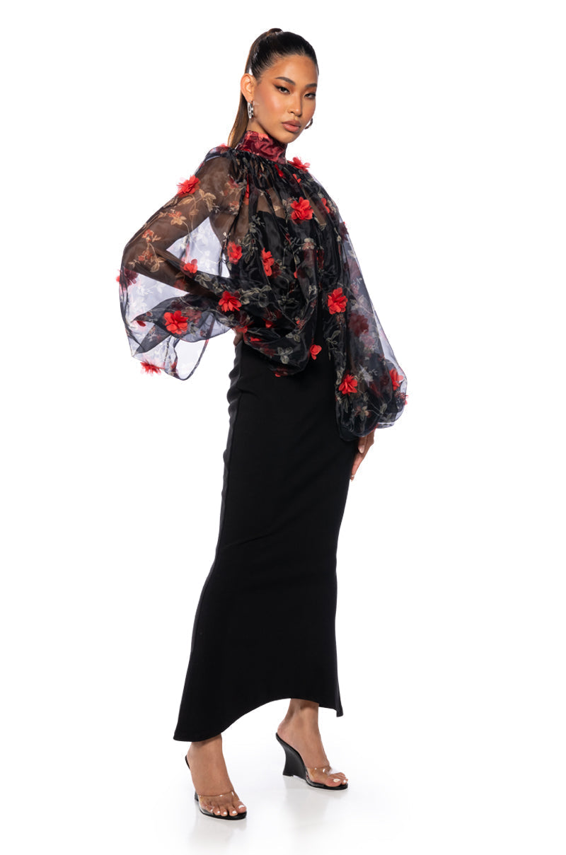 LENNON VOLUME SLEEVE FLORAL BLOUSE