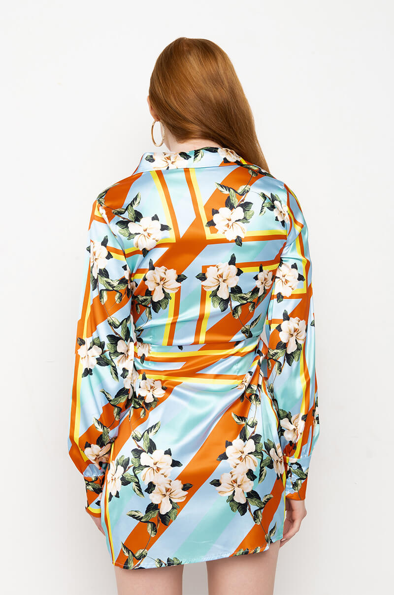 LET IT BE TIE FRONT MINI DRESS WITH CUT OUT