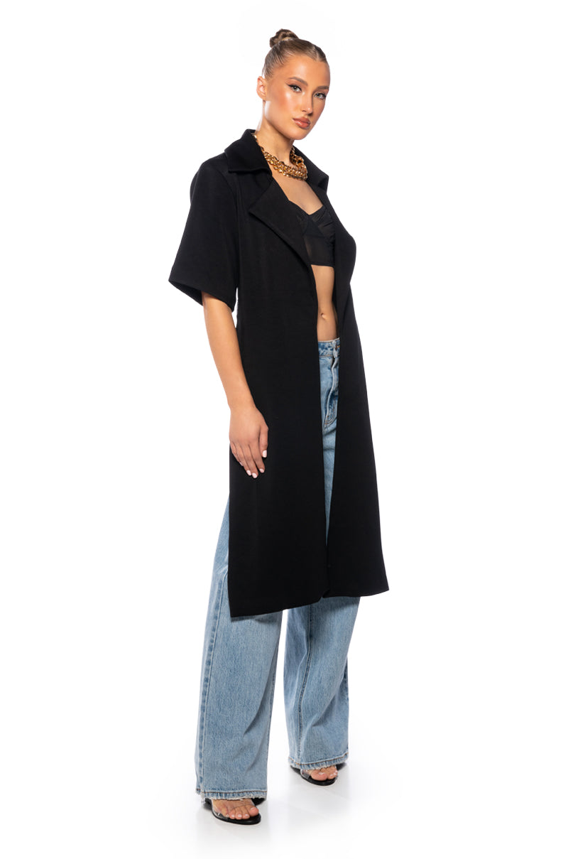 LET IT COME TRUE OPEN BACK DUSTER IN BLACK
