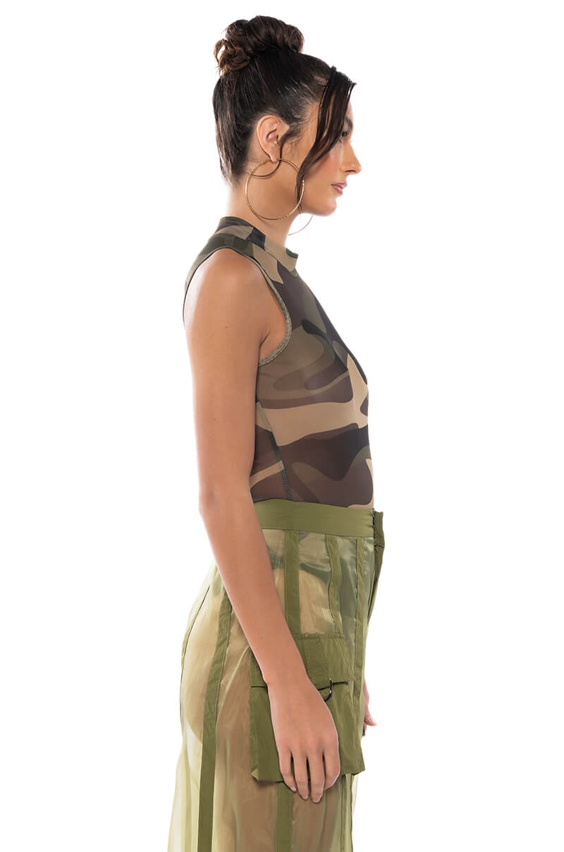 LOST IN LIFE SLEEVELESS MESH BODYSUIT