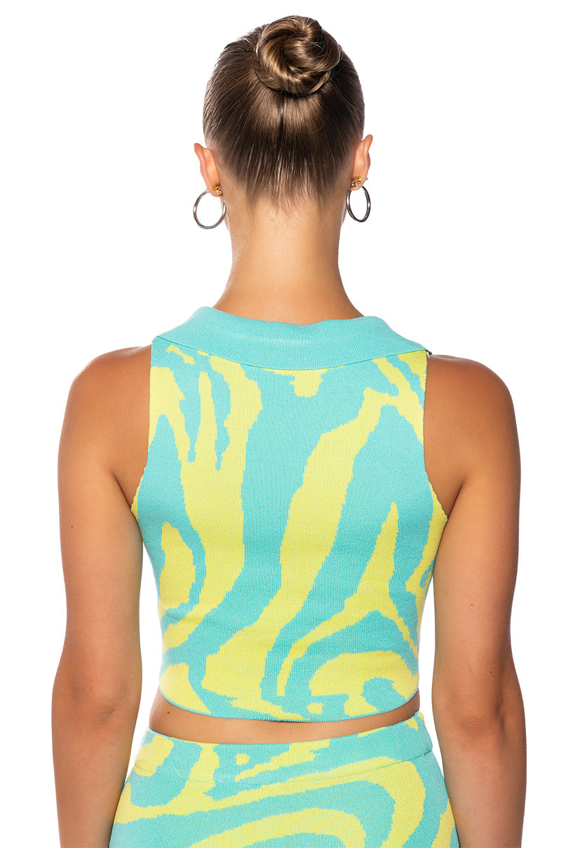 LOST IN TIME COLLARED KNIT TANK TOP