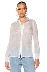 LOTTIE EMBELLISHED CHIFFON BUTTON DOWN