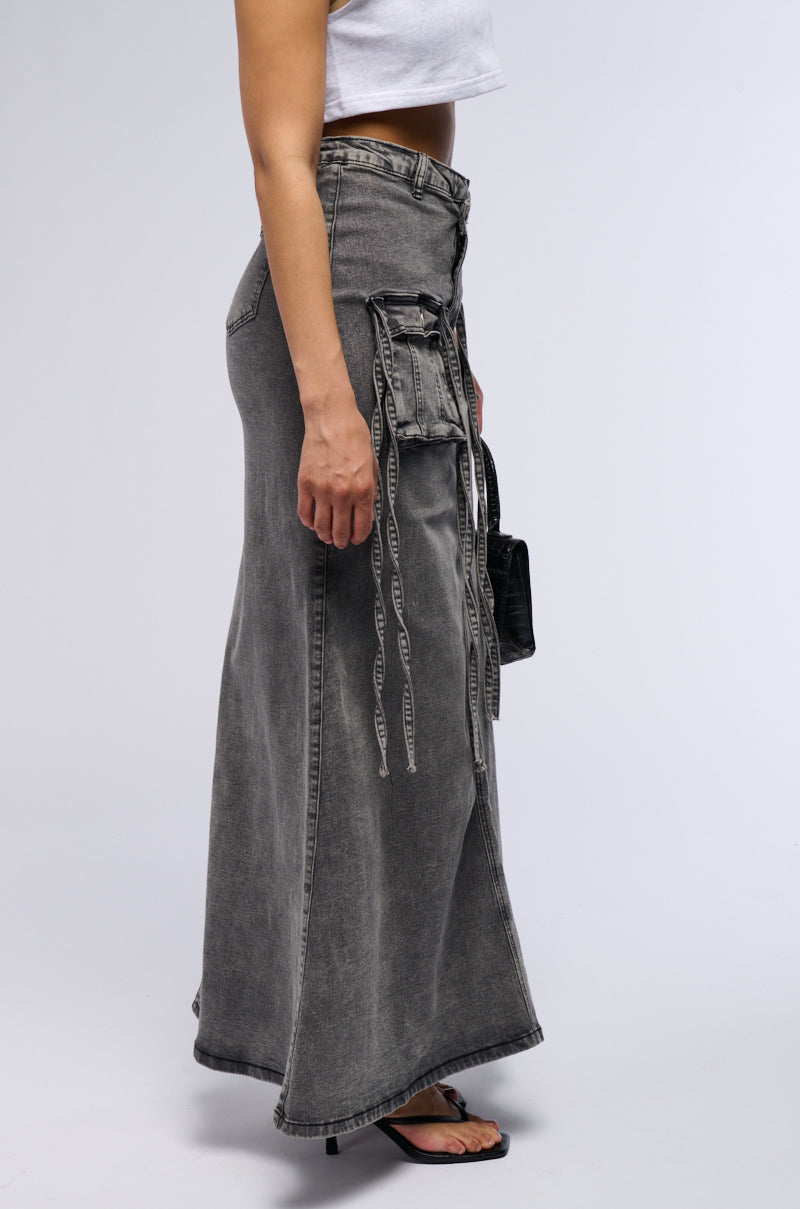 LOVE HATE THING DENIM MAXI SKIRT