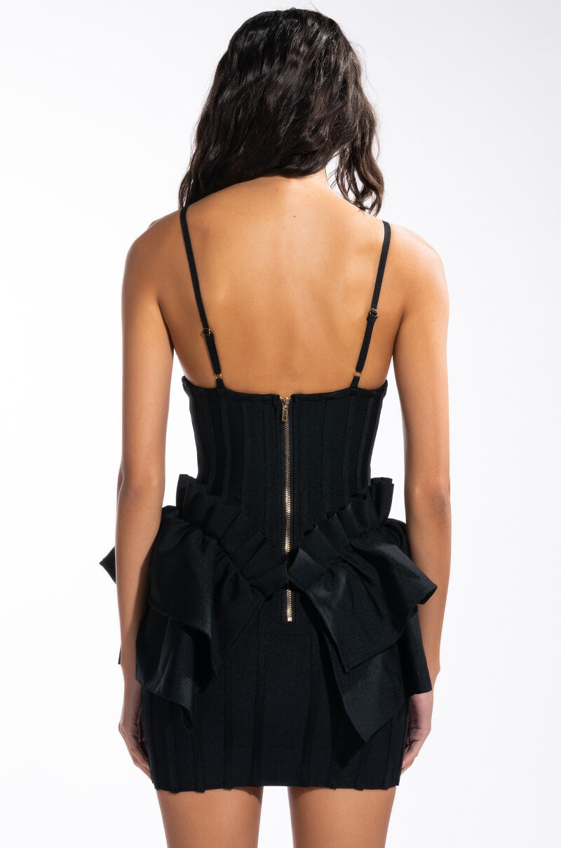 LOVE ME OR HATE ME BANDAGE MINI DRESS WITH RUFFLE