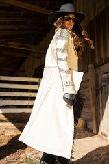 BEIGE PLEATHER TRENCH COAT WITH STUDS