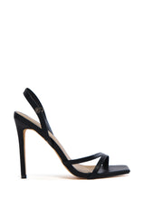 LOVEY DOVEY BLACK LACE GLADIATOR STILETTO SANDAL