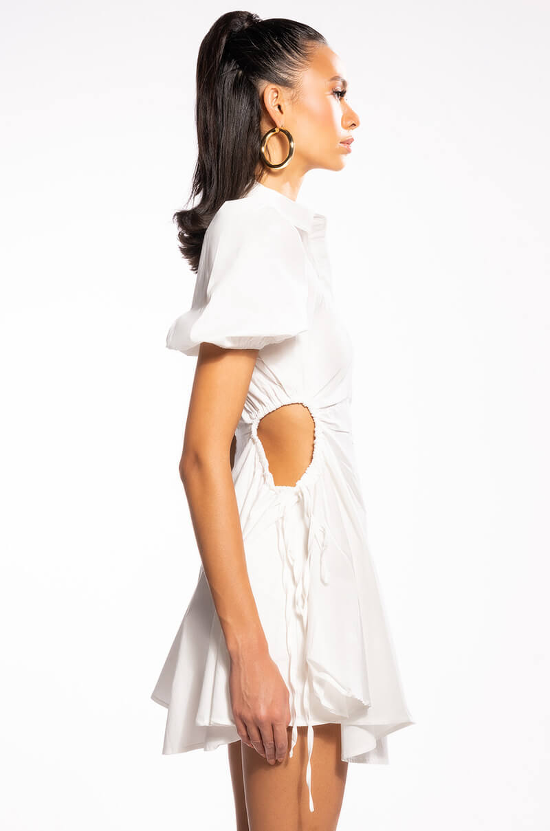 LUCY CUT OUT FIT AND FLARE MINI DRESS