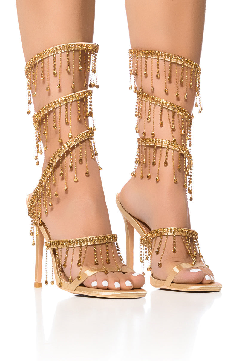 HIGHEND EMBELLISHED BEADING SANDAL IN GOLD