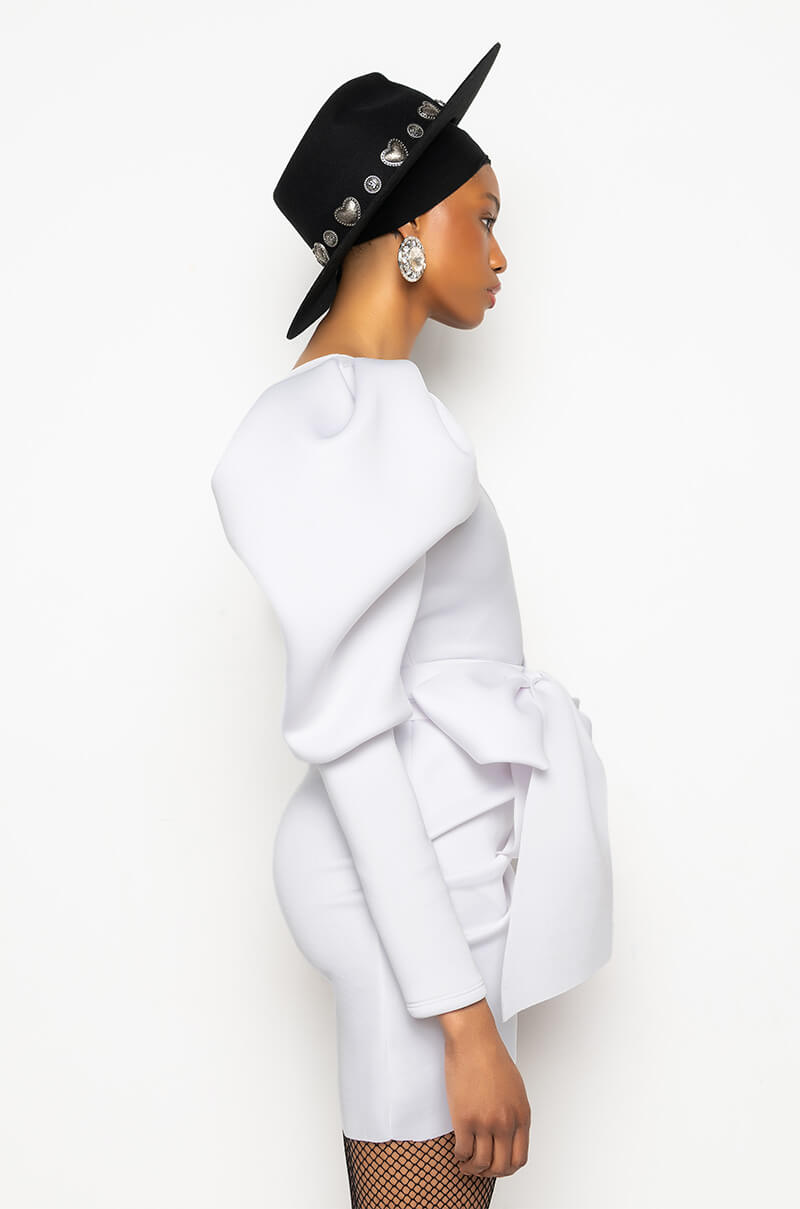 MADE FOR THE GLAM PUFF SLEEVE MINI DRESS