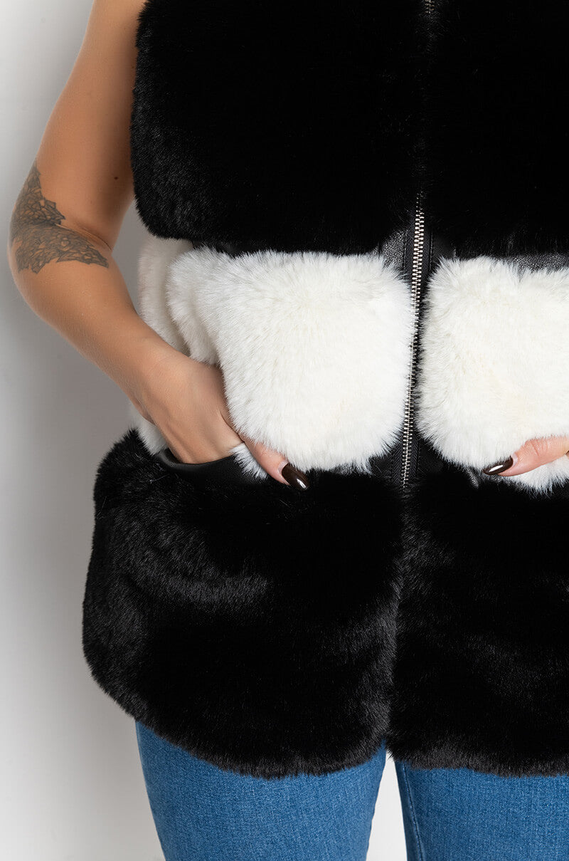 MAMA FAUX FUR PANEL VEST