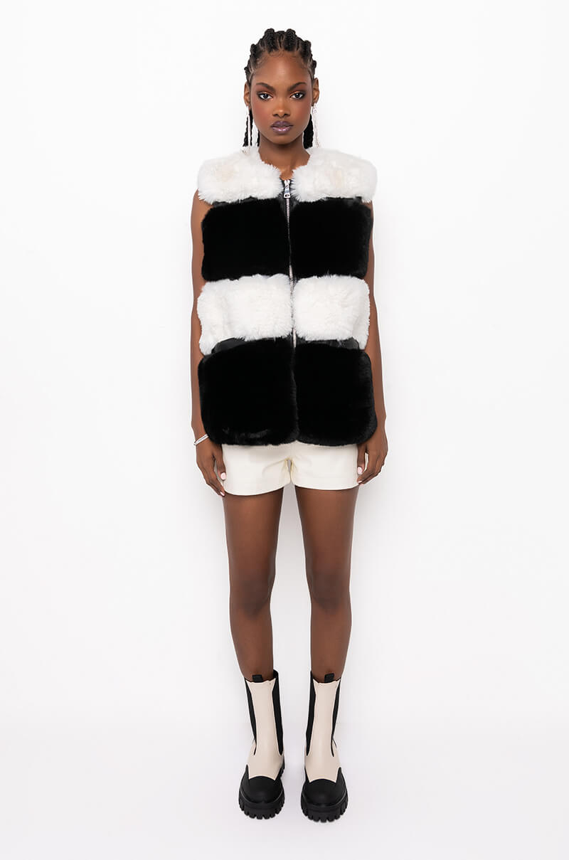 MAMA FAUX FUR PANEL VEST