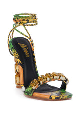 MARGE MULTI SNAKE EMBOSSED EMBELLISHED SANDAL