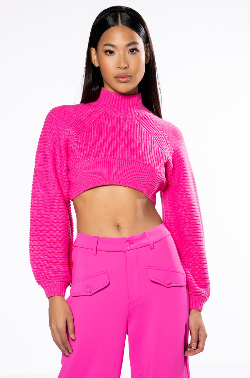 MIRIAM BALLOON SLEEVE CROP SWEATER