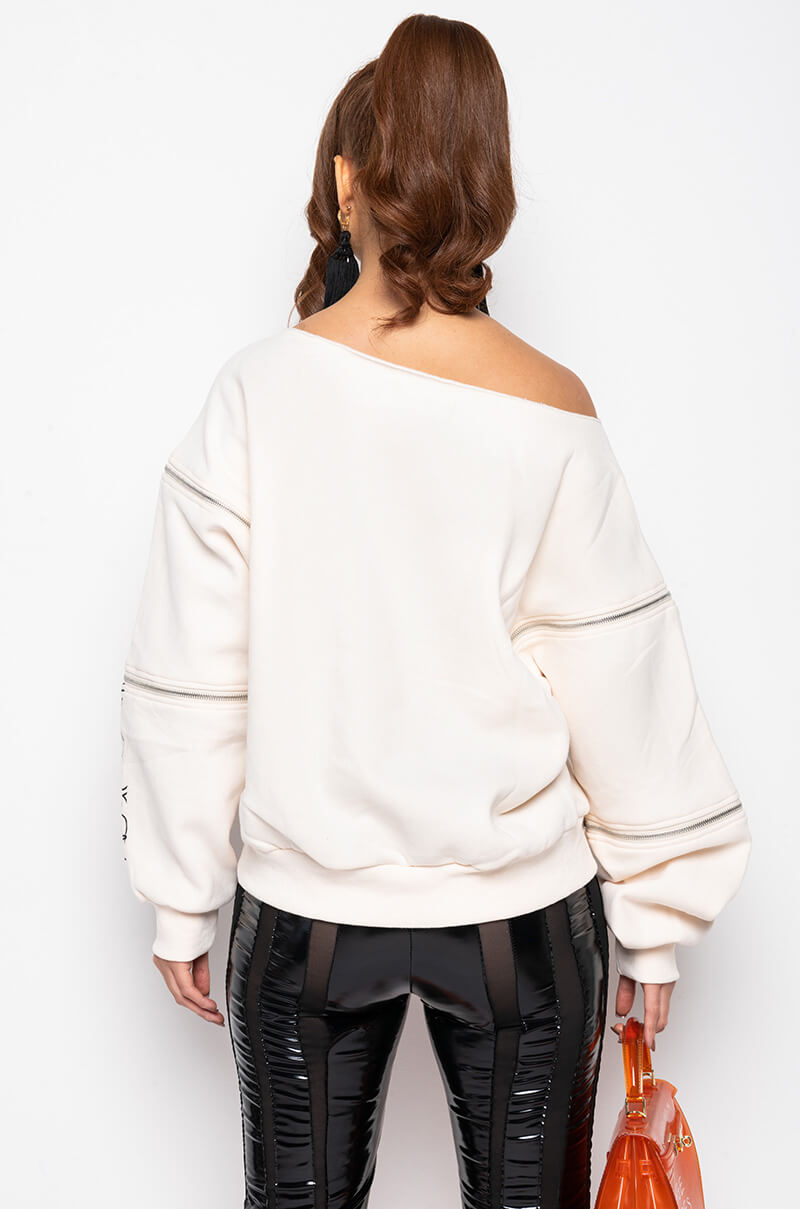 MONDRIAN OFF THE SHOULDER OVERSIZED SWEATSHIRT