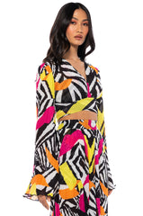 MONICA PLEATED CHIFFON TIE FRONT TOP