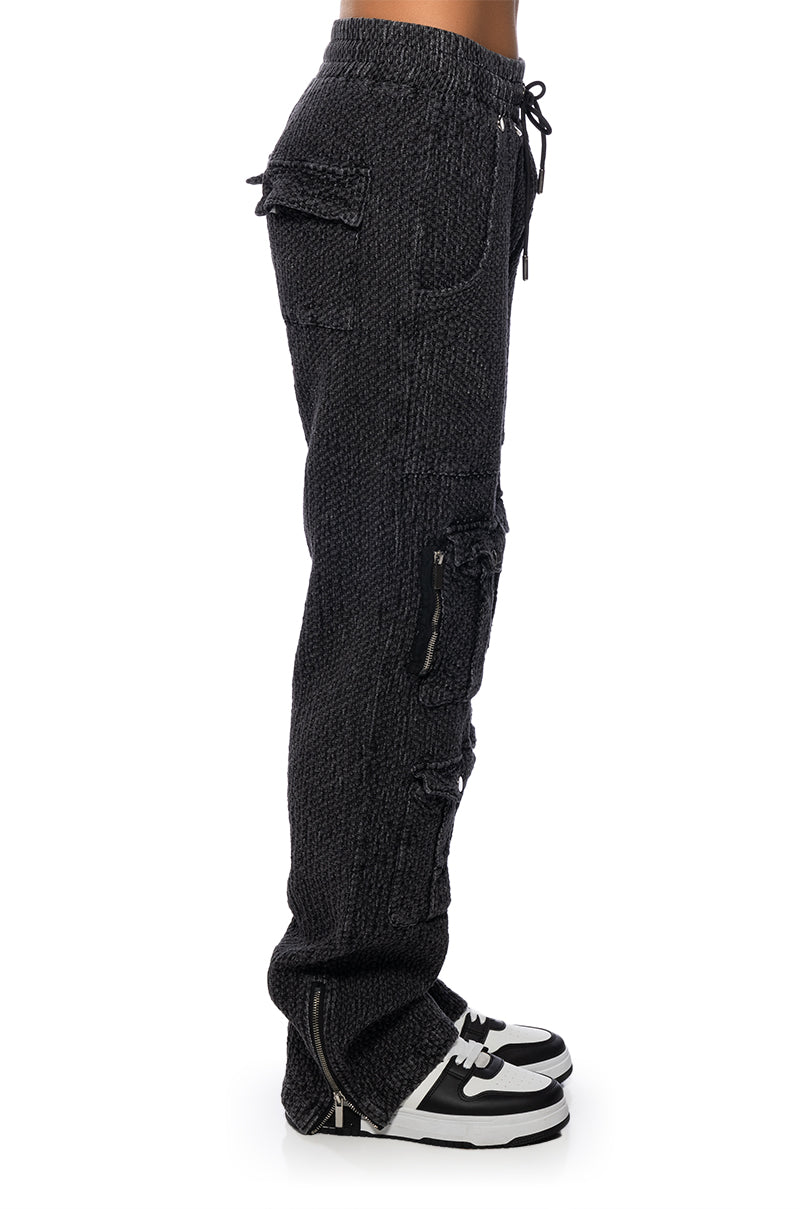 MONTE COZY KNIT POCKET DETAIL JOGGER IN CHARCOAL