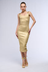 MOVE YOUR BODY METALLIC MIDI DRESS IN GOLD
