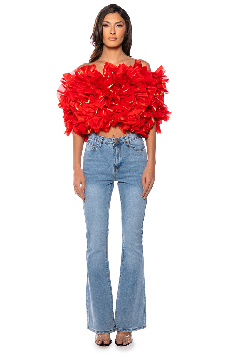 MUST BE DREAMING RUFFLE CROP BLOUSE