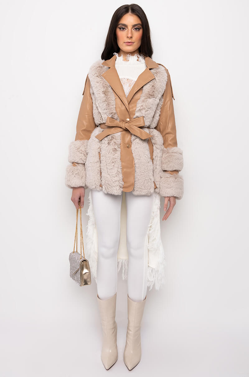 NATTY VICE FAUX FUR MOTO JACKET