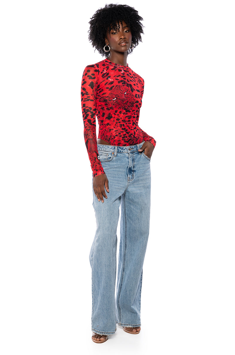 NATURE CALLING CHEETAH PRINT LONG SLEEVE BODYSUIT