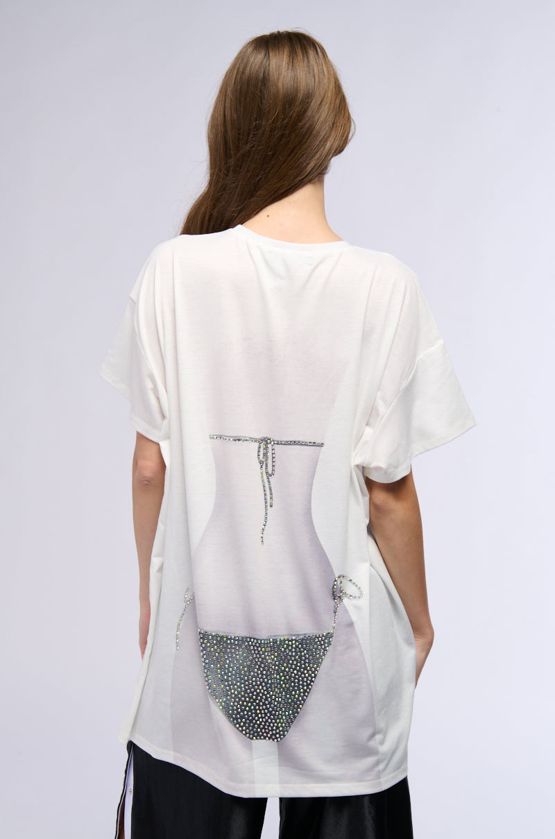 NDA EMBELLISHED BIKINI GRAPHIC T SHIRT DRESS