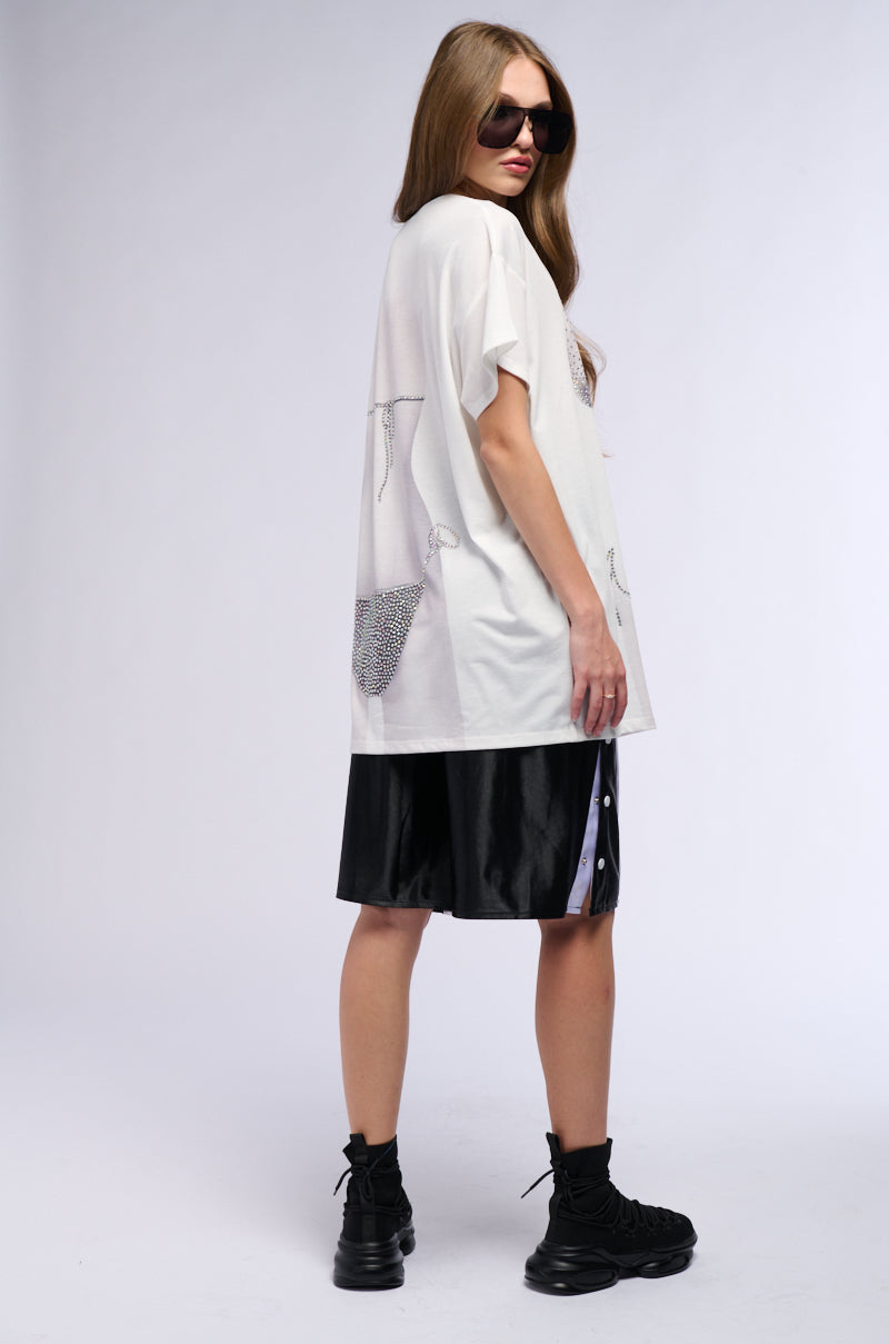 NDA EMBELLISHED BIKINI GRAPHIC T SHIRT DRESS