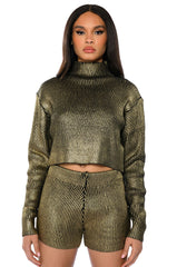 NEBULA METALLIC COATED TURTLENECK SWEATER