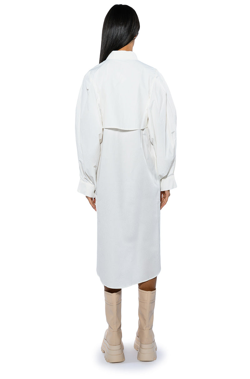 ONE STEP CLOSER OVERSIZED POPLIN BUTTON DOWN DRESS