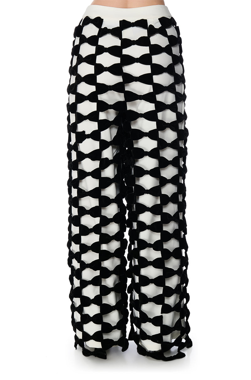 OPAL ALL OVER BOW DETAIL WIDE LEG PANT