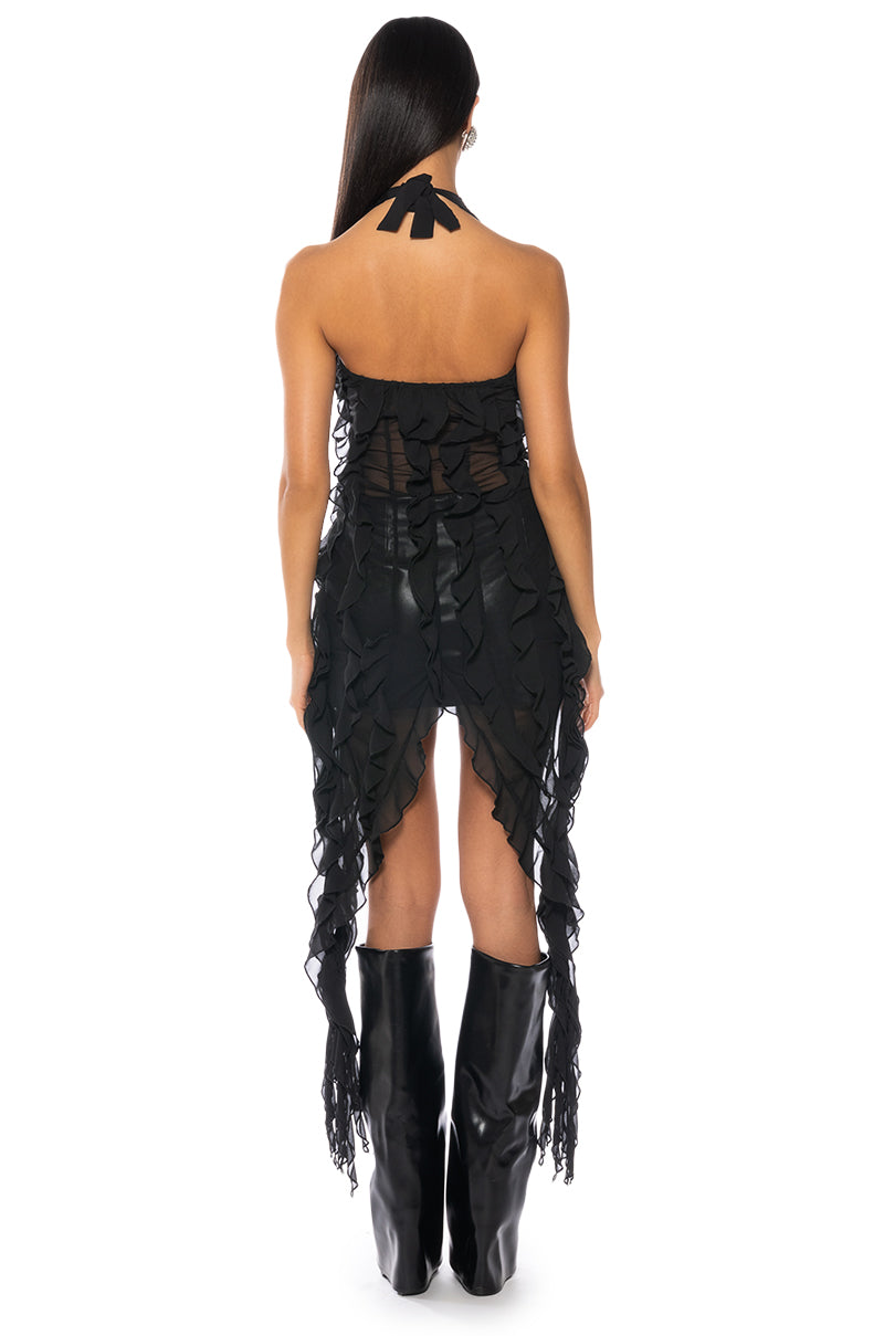 OUT OF MY LEAGUE ONE SHOULDER RUFFLE DRAPED TOP