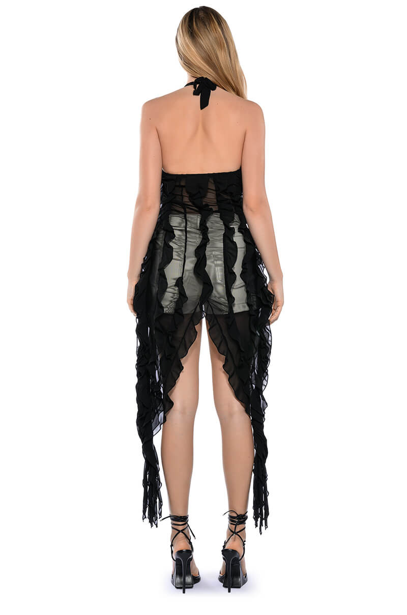 OUT OF MY LEAGUE ONE SHOULDER RUFFLE DRAPED TOP