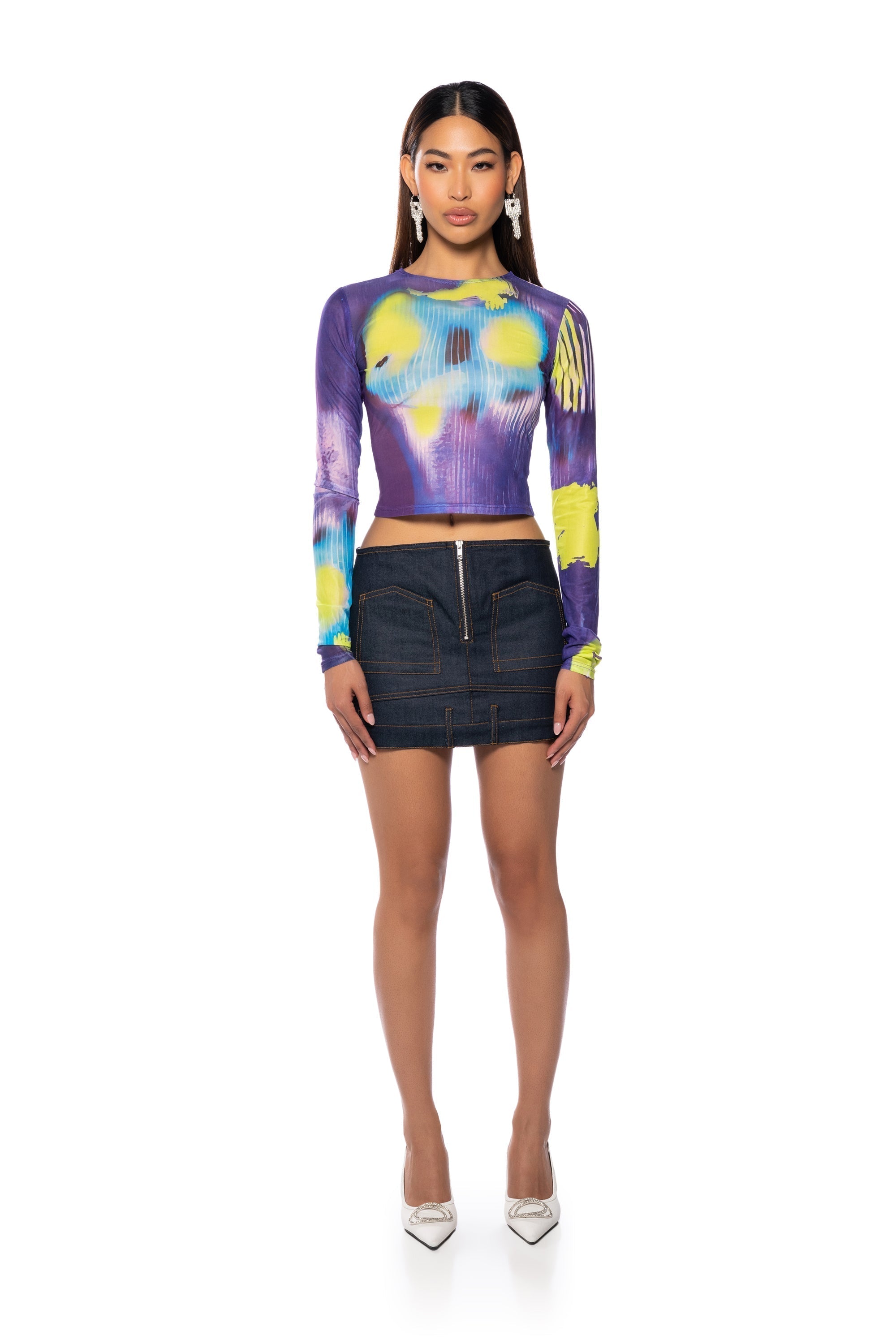 OUT OF THIS WORLD LONG SLEEVE MESH BODYSUIT