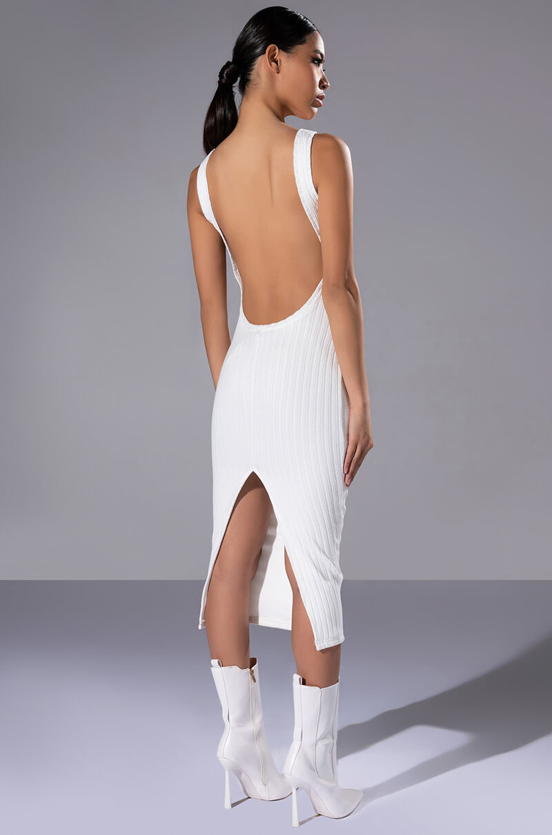 HAILEY SLEEVELESS HIGH NECK KNIT MIDI DRESS