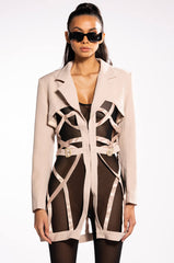 PROVENCE CAGED SATIN BUCKLE BLAZER