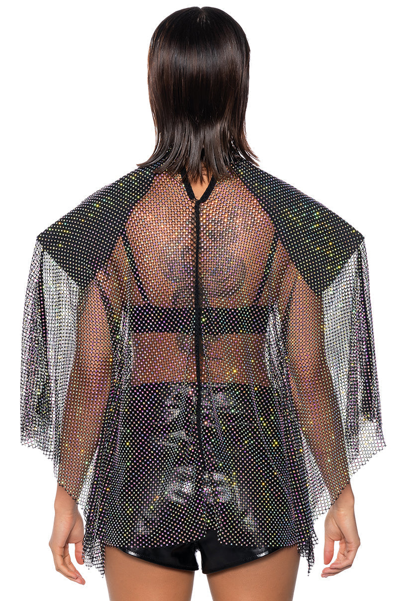 QUEEN OF THEM ALL EMBELLISHED MOCK NECK BLOUSE