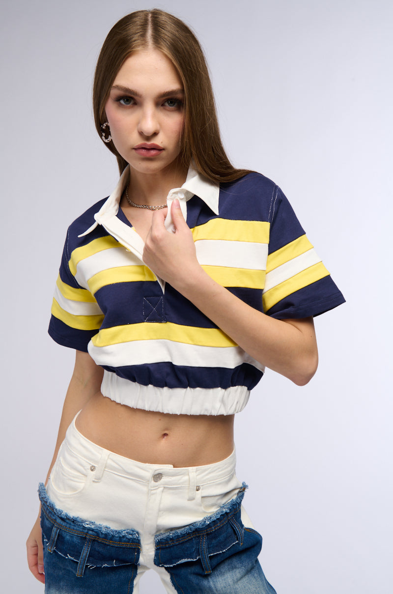 RAINA CROPPED SHORT SLEEVE COLLARED SHIRT