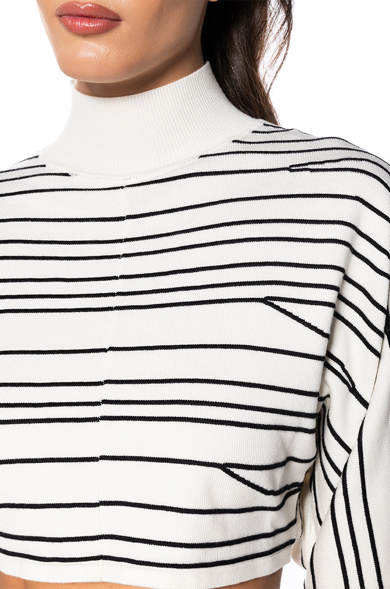 READ BETWEEN THE LINES STRIPED CROPPED SWEATER