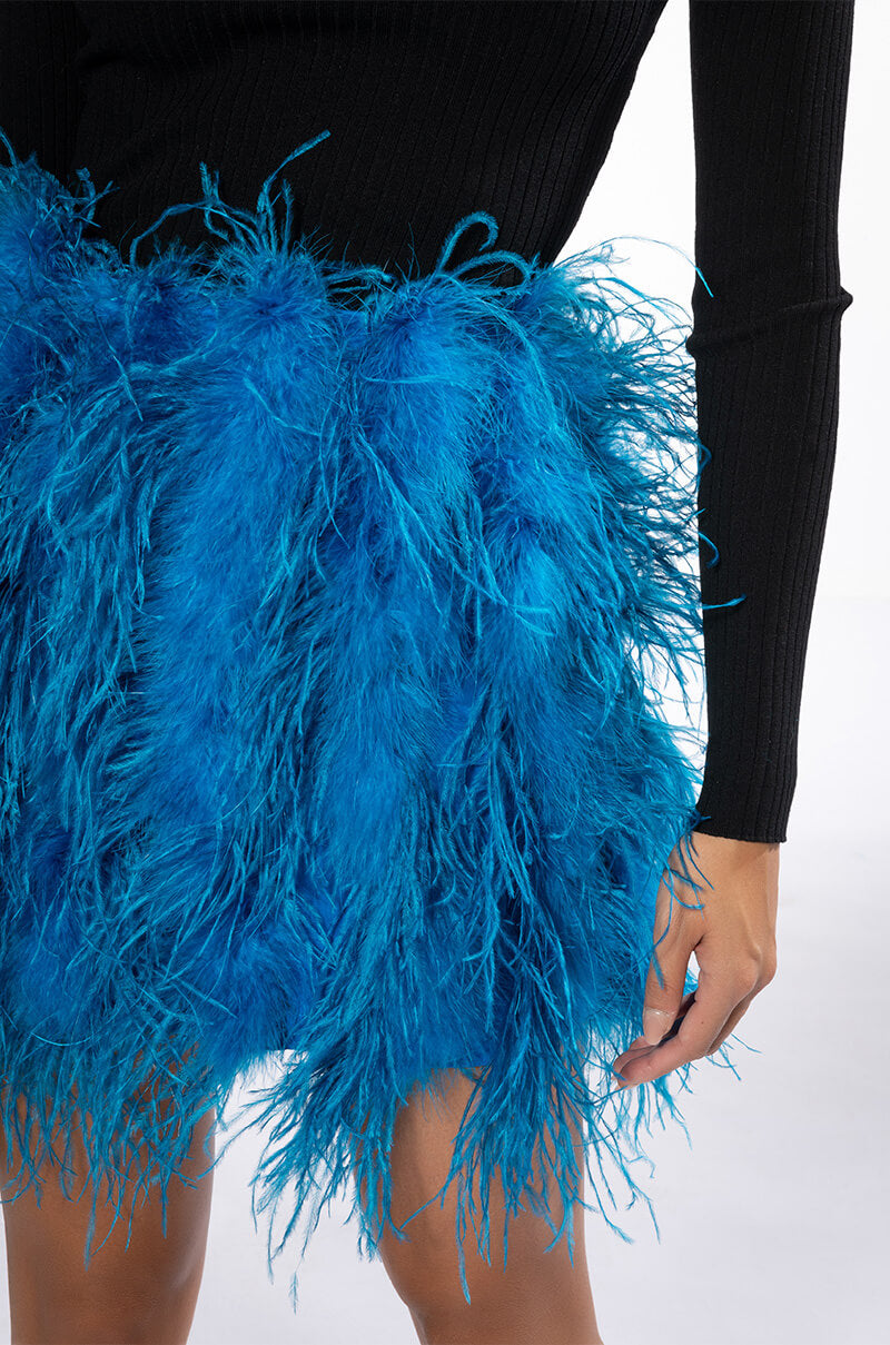 REAL OSTRICH FEATHERS MINI SKIRT