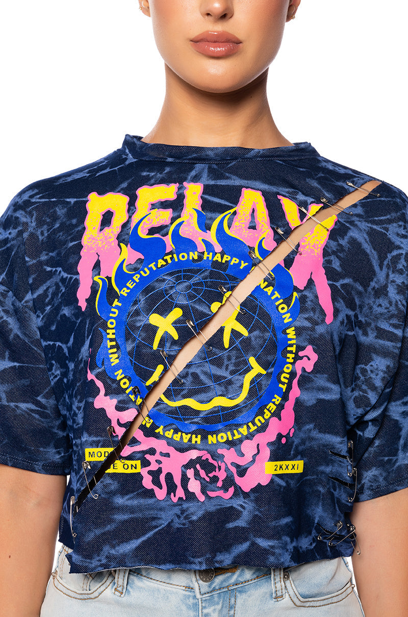 RELAX SMILEY GRAPHIC T SHIRT