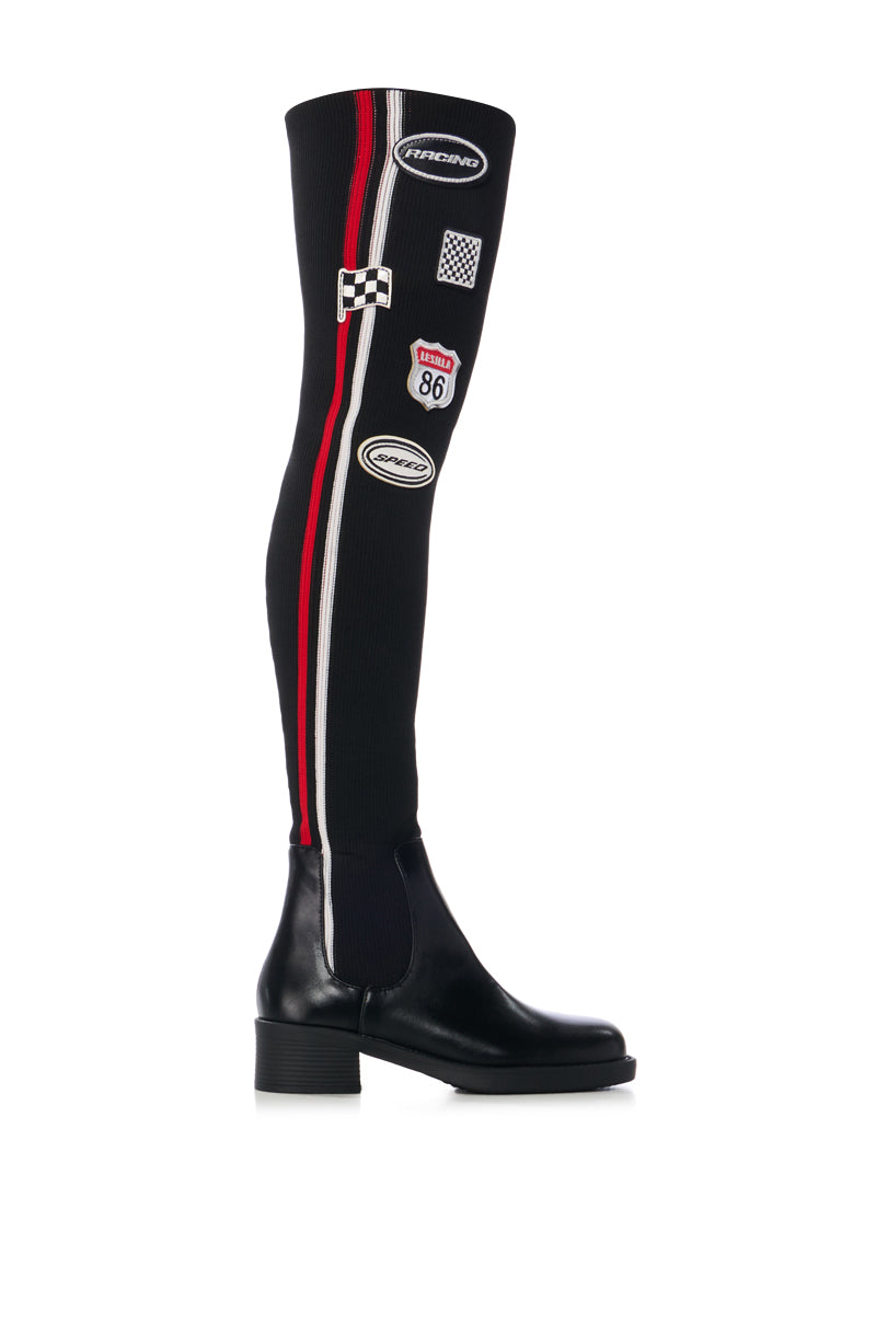 REVITUP BLACK AND RED OVER THE KNEE BOOT