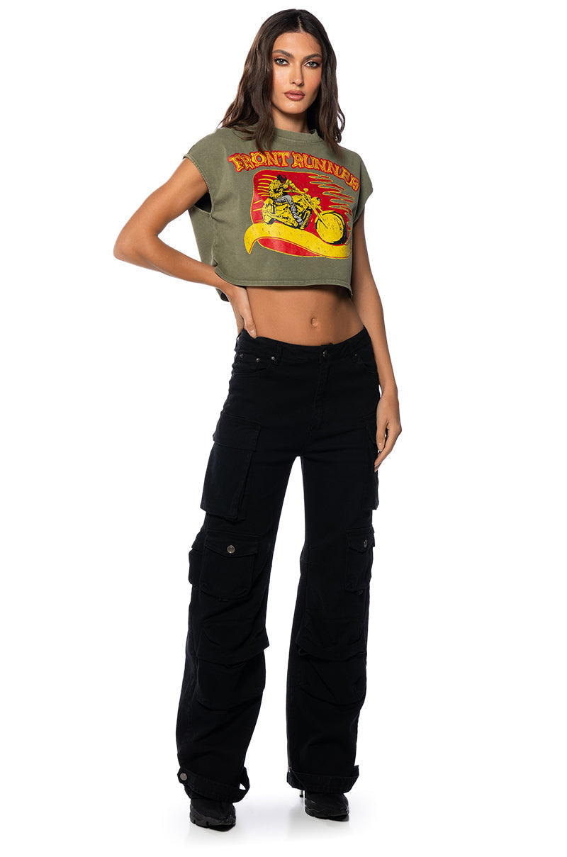 RIDE FOR LIFE GRAPHIC CROPPED T SHIRT