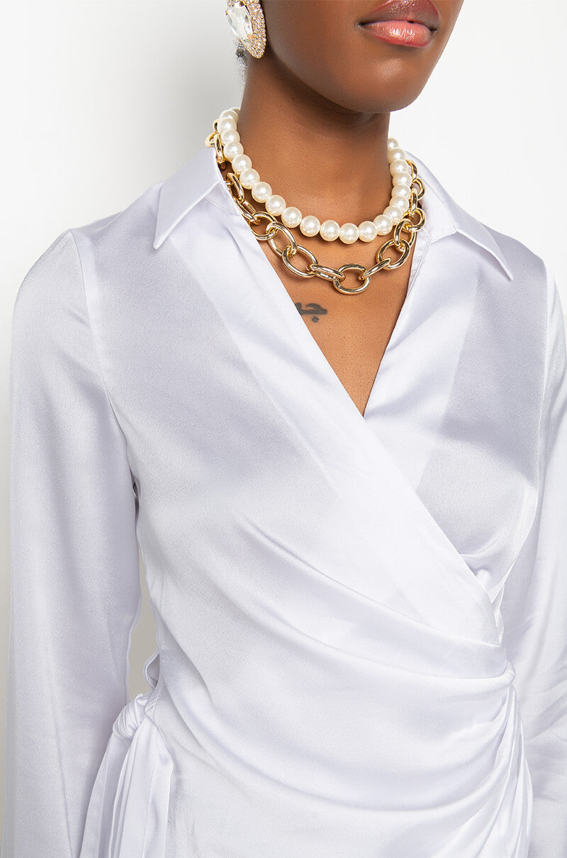 RIGHT MOVES WRAP MINI DRESS