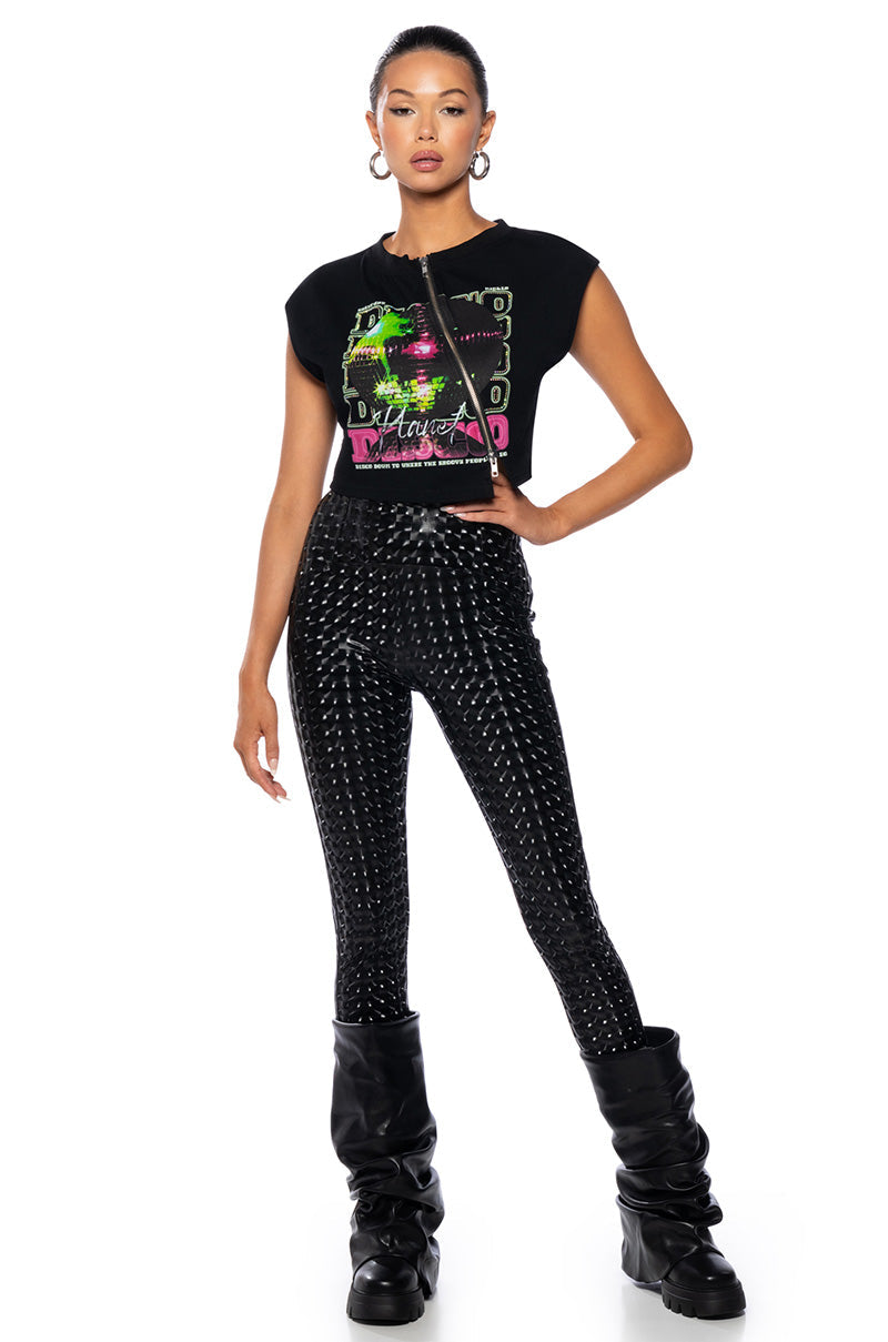 RIO CHECKER PRINT HIGH RISE LEGGING WITH 4 WAY STRETCH