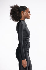BELIEVE ME MOCK NECK RUCHED MINI DRESS