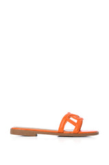 GOOEY BASIC DESIGN SLIP ON FLAT SANDAL IN ORANGE